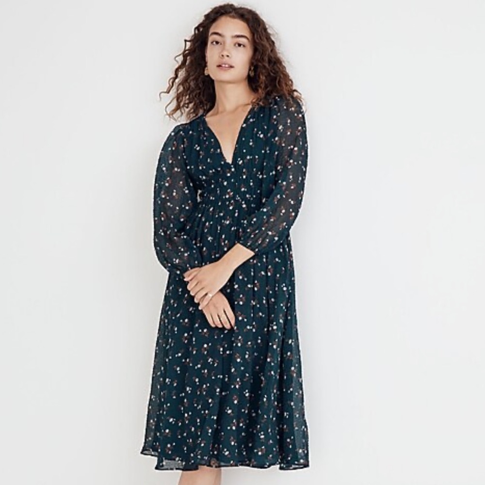 Madewell Seersucker Sophia Midi Dress in Woodland Floral